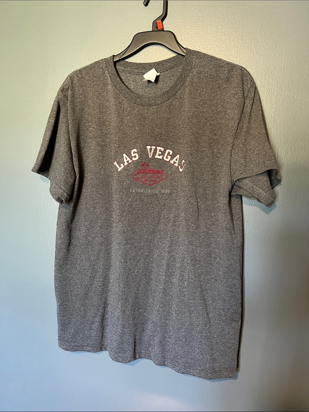 Las Vegas Nevada Embroidered T Shirt Gray Unisex Large Alstyle